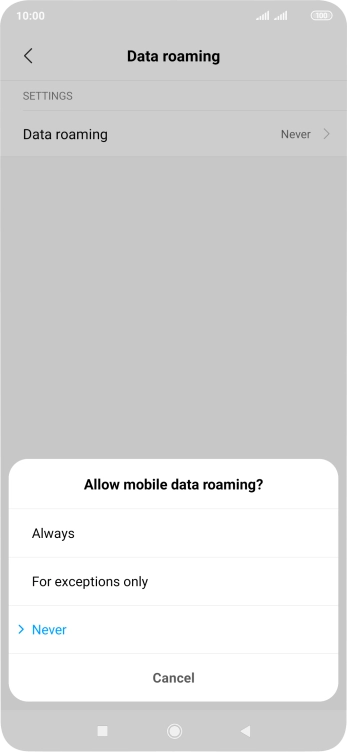 Press the required setting to turn the function on or off.