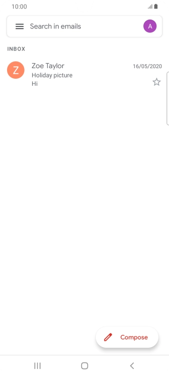 Press the email account icon. Press the email account icon.