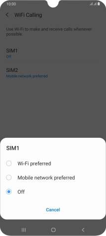Press the required setting to turn the function on or off.