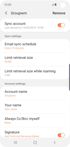 Press the indicator next to 'Sync account' to turn on the function.