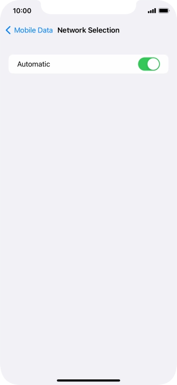 Press the indicator next to 'Automatic' to turn automatic network selection on or off.
