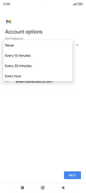 Press the required setting.