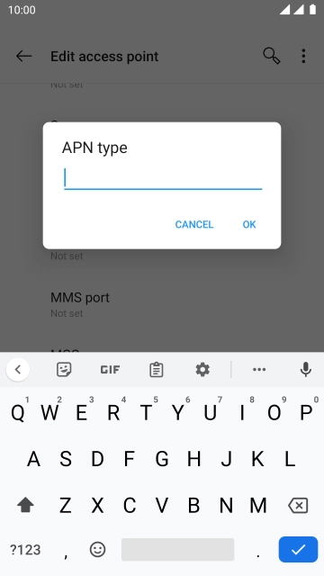 Key in default and press OK.
