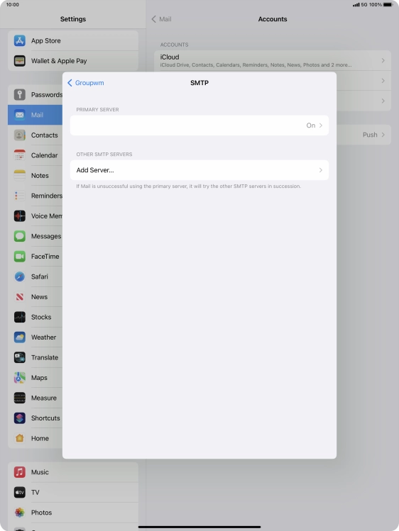Press the field below 'PRIMARY SERVER'.