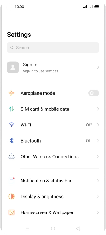 Press SIM card & mobile data.