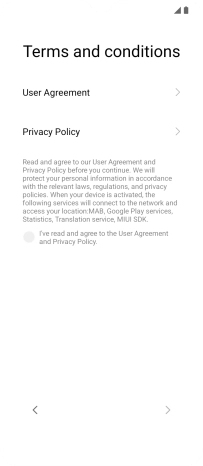 Press the field to accept the terms and conditions.