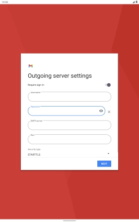 Press the field below 'SMTP server' and key in the name of your email provider's outgoing server.