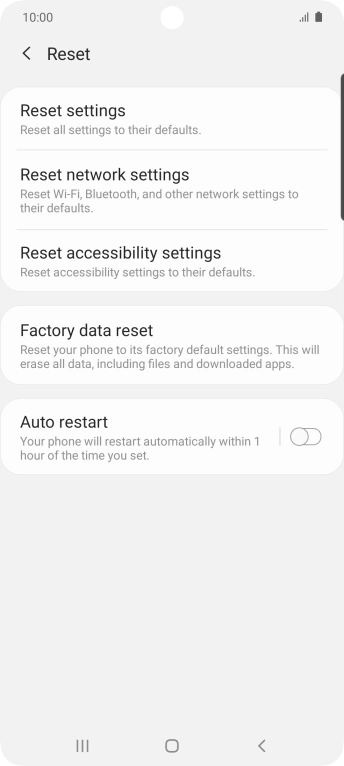 Press Factory data reset.