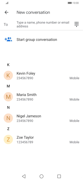 Press To and key in the first letters of the recipient's name. Press To and key in the first letters of the recipient's name.