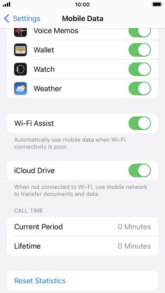 Press the indicator next to 'Wi-Fi Assist' to turn the function on or off.