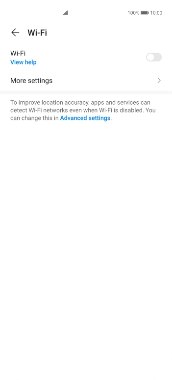 Press the indicator next to 'Wi-Fi' to turn on the function.