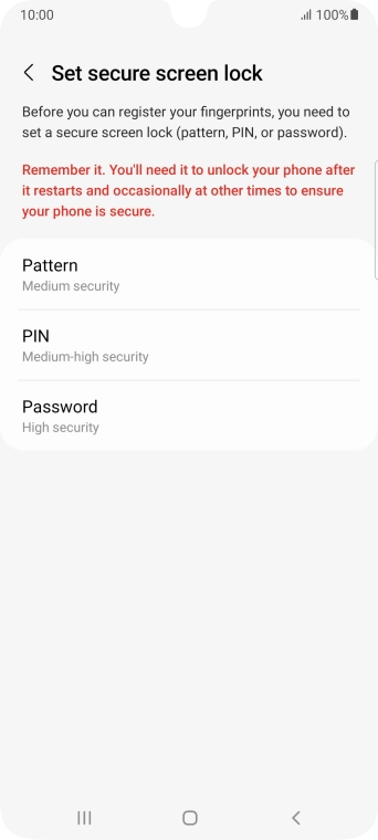 Press the required phone lock code and follow the instructions on the screen to create an additional phone lock code.