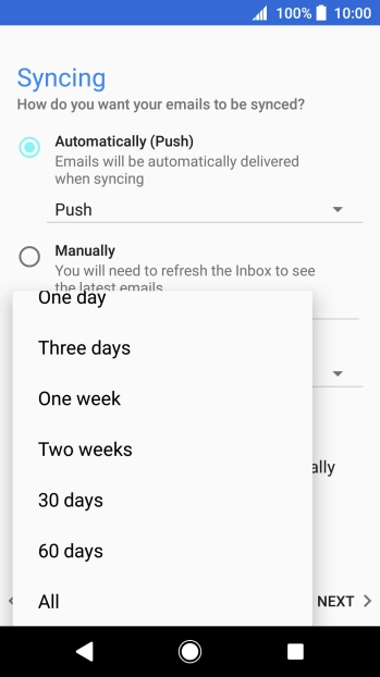 Press the required setting. Press the required setting.