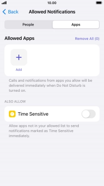 Press the indicator next to 'Time Sensitive' to turn display of timed notifications on or off when Do Not Disturb is turned on.
