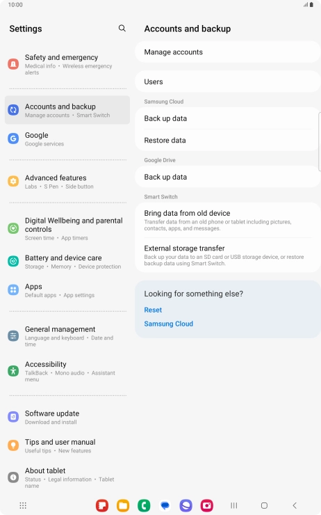 Press Manage accounts. Press Manage accounts.