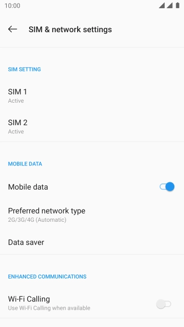 Press the required SIM.
