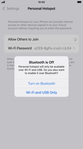 If WiFi is turned on, press Wi-Fi and USB Only.
