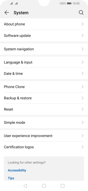 Press Software update. If a new software version is available, it's displayed. Follow the instructions on the screen to update the phone software.