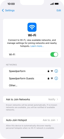 Press the required WiFi network and key in the password for the WiFi network.