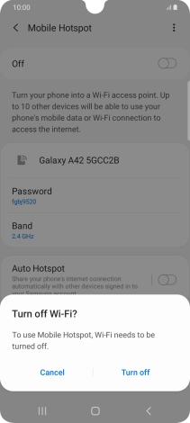 If WiFi is turned on, press Turn off.