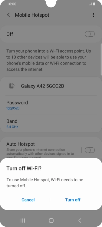If WiFi is turned on, press Turn off.
