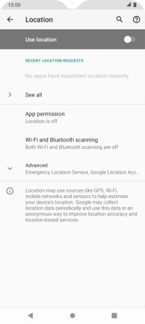 Press the indicator next to 'Use location' to turn the function on or off.