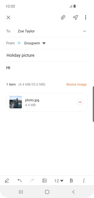 Press the send icon when you've finished your email. Press the send icon when you've finished your email.