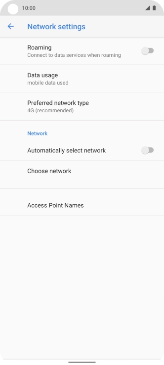 Press the indicator next to 'Automatically select network' to turn on the function.