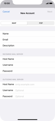 Press Host Name and key in the name of your email provider's outgoing server.
