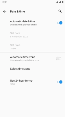 Press the field next to 'Automatic time zone' to turn on the function.