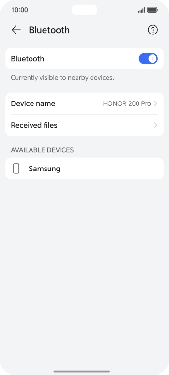 Press the required Bluetooth device and follow the instructions on the screen to pair the device with your phone.
