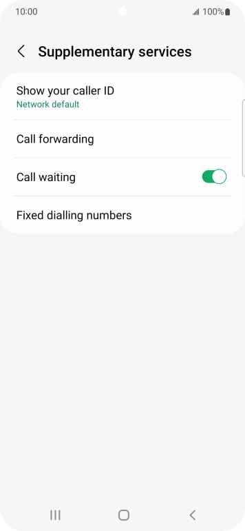 Press the indicator next to 'Call waiting' to turn the function on or off.