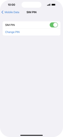 Press the indicator next to 'SIM PIN' to turn the function on or off.