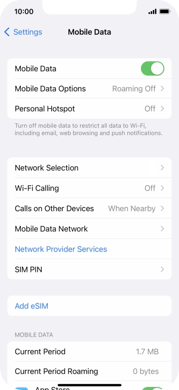 Press Mobile Data Options. Press Mobile Data Options.