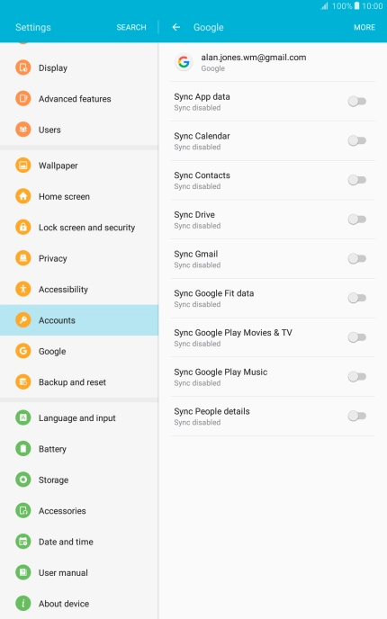 Press the indicator next to 'Sync Contacts' to turn on the function.