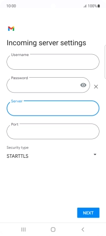 Press the field below 'Port' and key in 143.