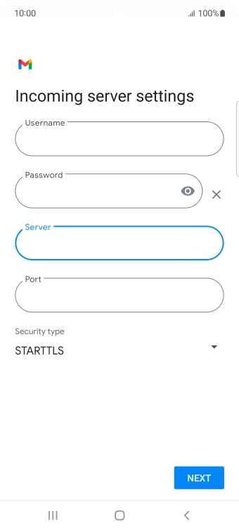 Press the field below 'Port' and key in 143.