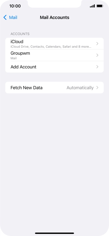 Press the name of the email account you've just set up. Press the name of the email account you've just set up.
