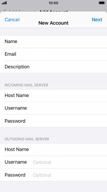 Press Username and key in the username for your email account.
