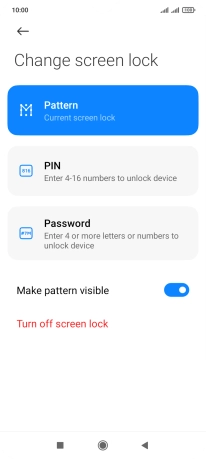 Key in the current phone lock code and press Turn off screen lock.