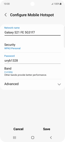 Press the field below 'Network name' and key in the required name.