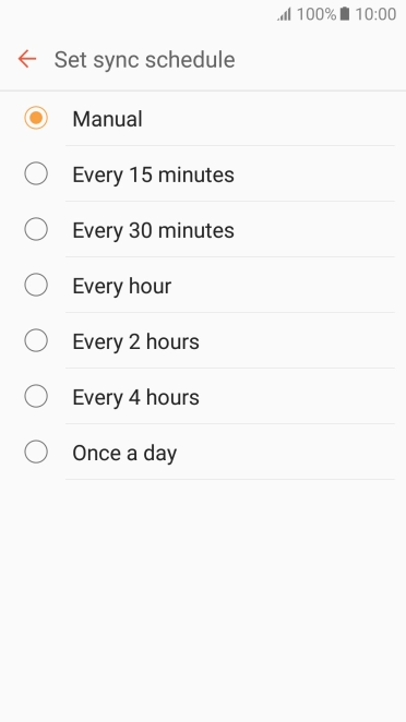 Press the required setting.
