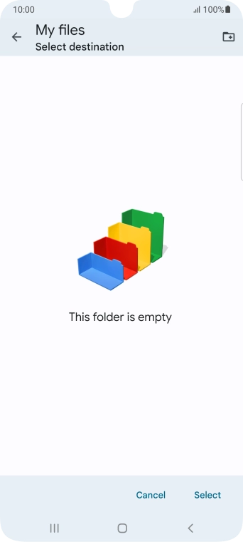 To create a new folder, press the new folder icon and follow the instructions on the screen to create a new folder.