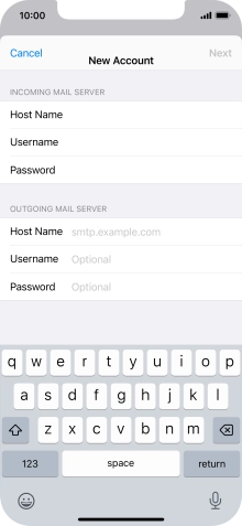 Press Host Name and key in the name of your email provider's outgoing server.