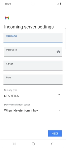 Press the field below 'Server' and key in the name of your email provider's incoming server.