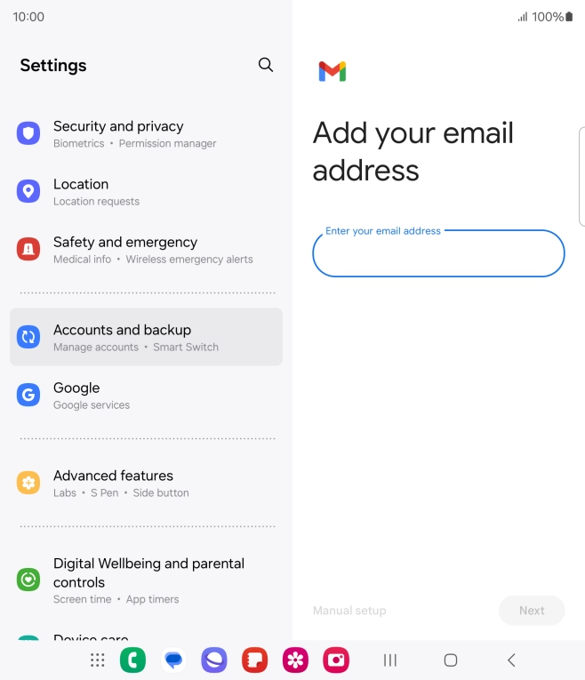 Press the field below 'Enter your email address' and key in your email address.