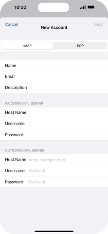 Press Host Name and key in the name of your email provider's outgoing server.