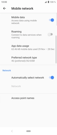 Press Preferred network type.
