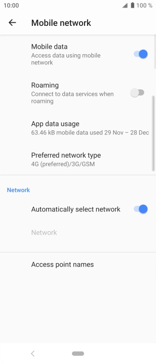Press Preferred network type.