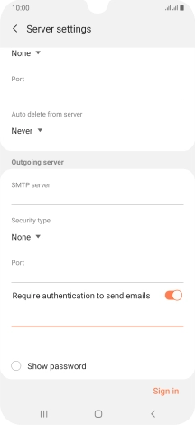 Press the second field below 'Require authentication to send emails' and key in the password for your email provider's outgoing server.